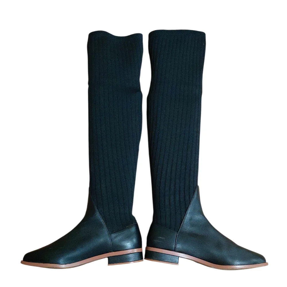 Kelsi Dagger Brooklyn Alvale Black Over The Knee Sock Boot Size 7.5